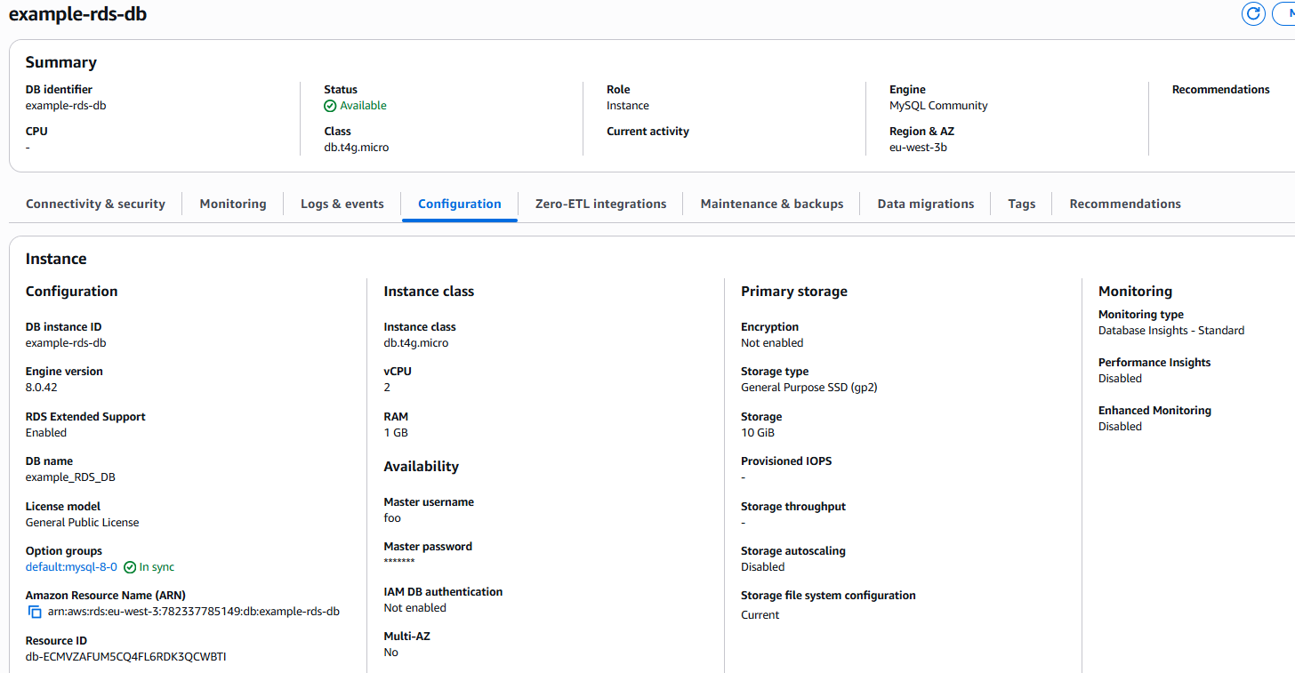 RDS instance